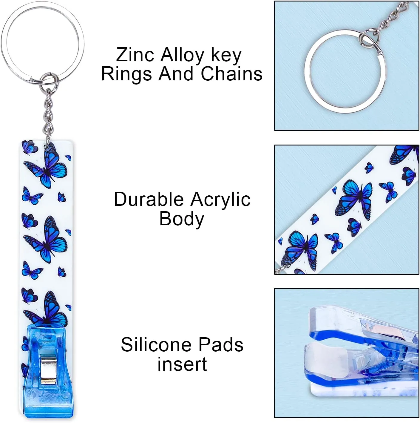 3PCS Credit Card Puller, Cute Debit Bank Card Grabber for Long Nails ATM Keychain Women with Plastic Clip