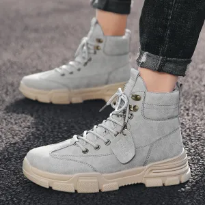 Autumn And Winter Men Hight-top Casual Martin Boots Retro Trend Outdoor Work Shoes Youth Warm Shoes