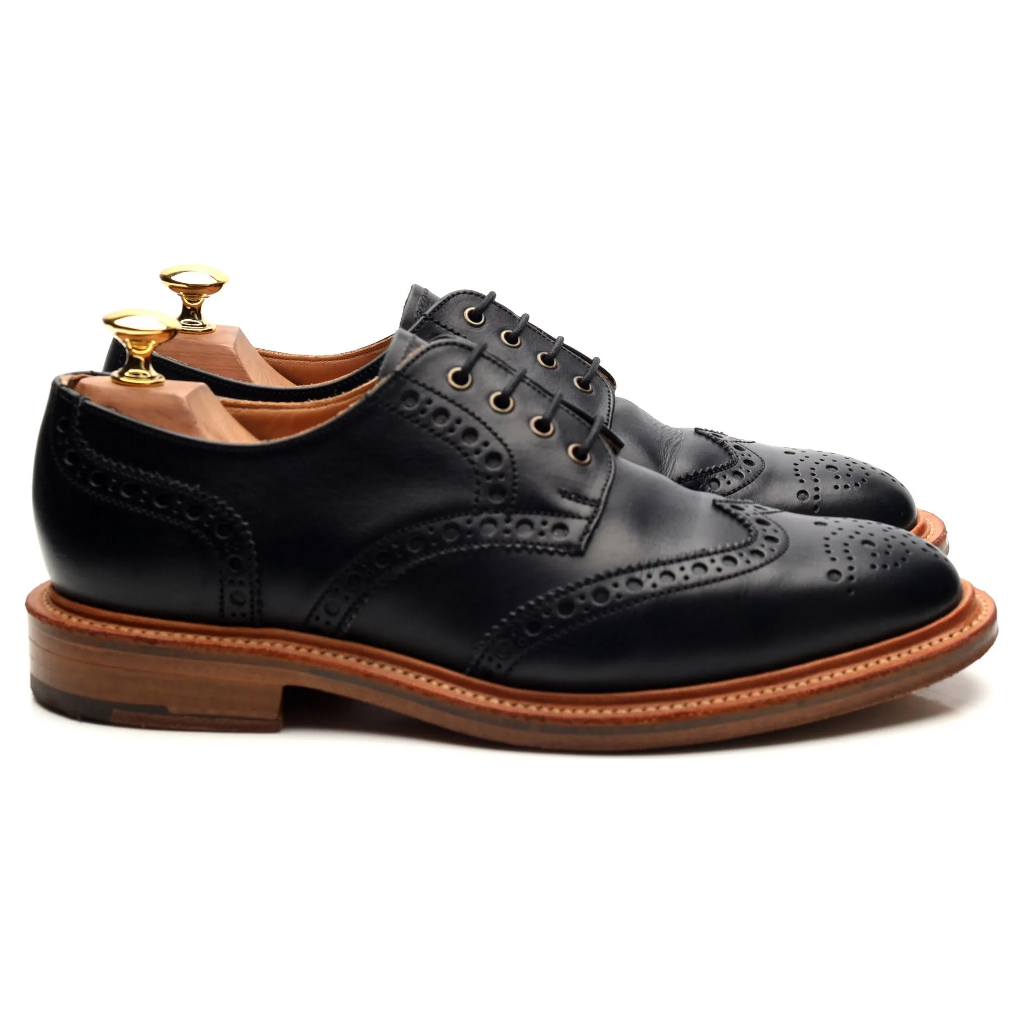Black Leather Derby Brogues UK 6