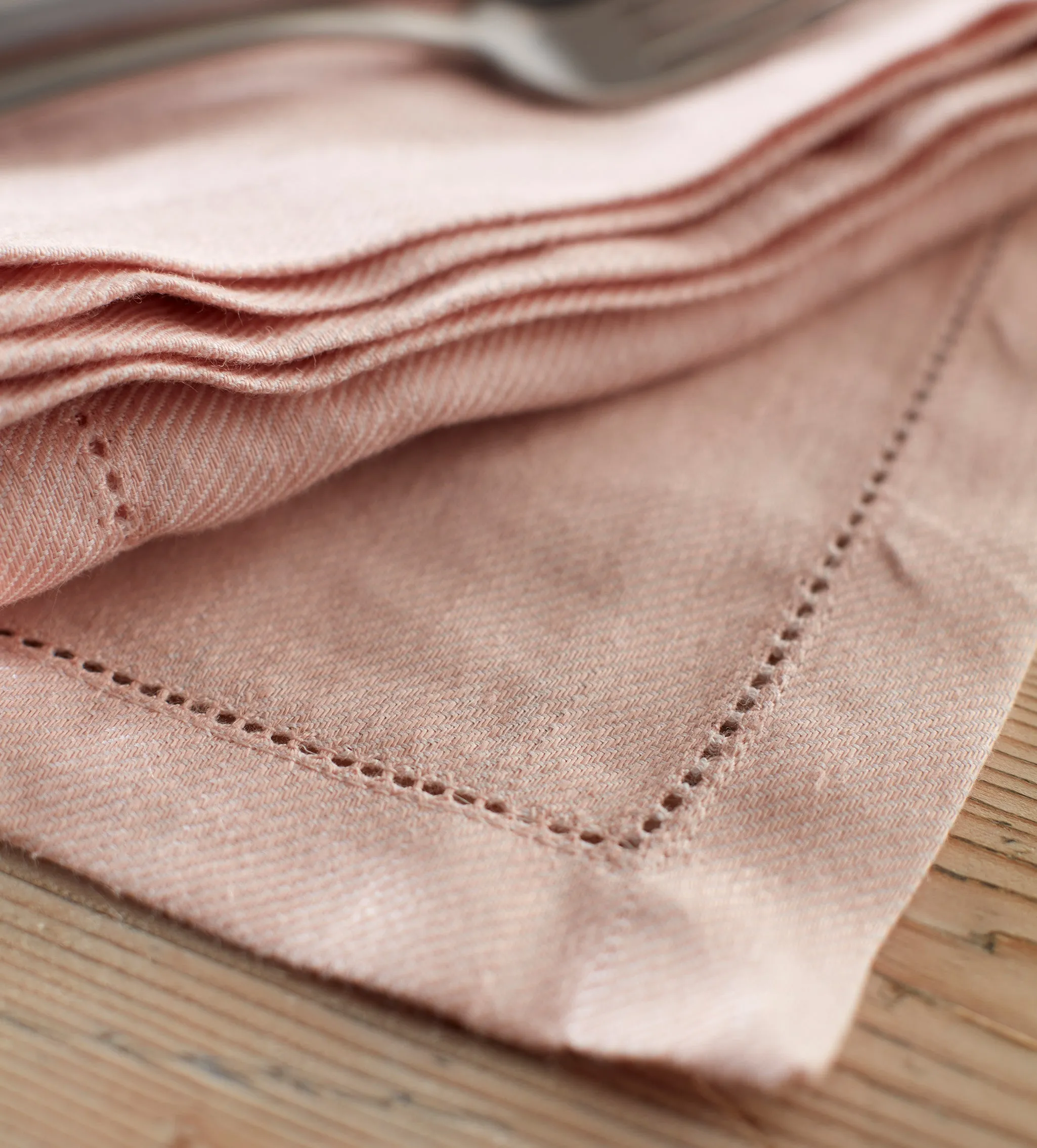 Blush Pink Twill Cotton Linen Placemats - Set of 2
