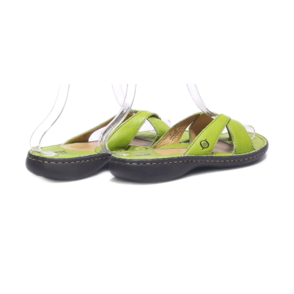 Born Flat Sandals Leather Green Colour For Women