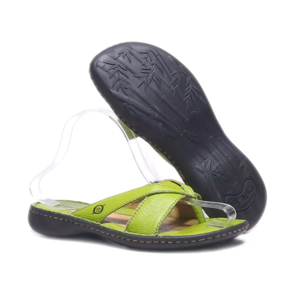 Born Flat Sandals Leather Green Colour For Women