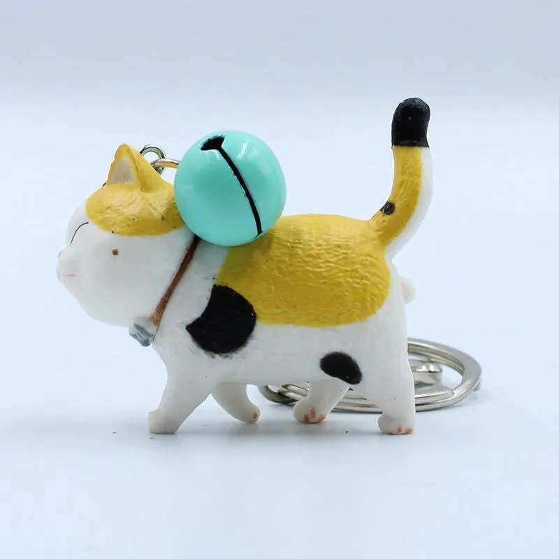 Cute Funny Cat Cartoon with Bell Keychain