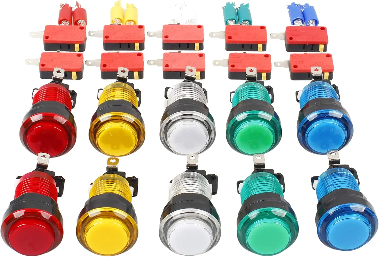 EG STARTS 10x New 12V LED lit Arcade Push Buttons with Micro Switch for Jamma Mame Games Parts Multicade Choice of 5 Colour