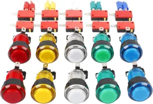 EG STARTS 10x New 12V LED lit Arcade Push Buttons with Micro Switch for Jamma Mame Games Parts Multicade Choice of 5 Colour