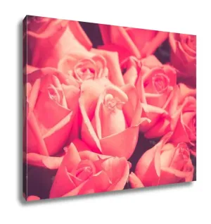 Gallery Wrapped Canvas, Flowers Rose With Filter Effect Retro Vintage Style