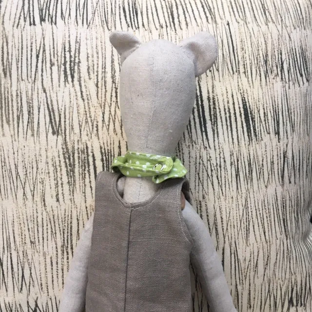 Hand Made Linen Soft Toy - Teddy