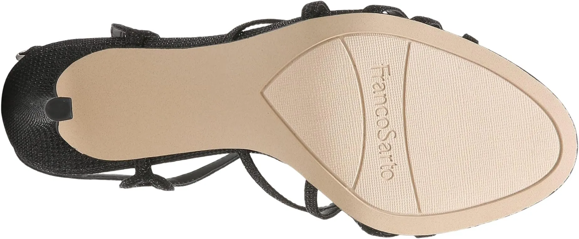 Harley Franco Sarto Sandals, Black Shiny Fabric