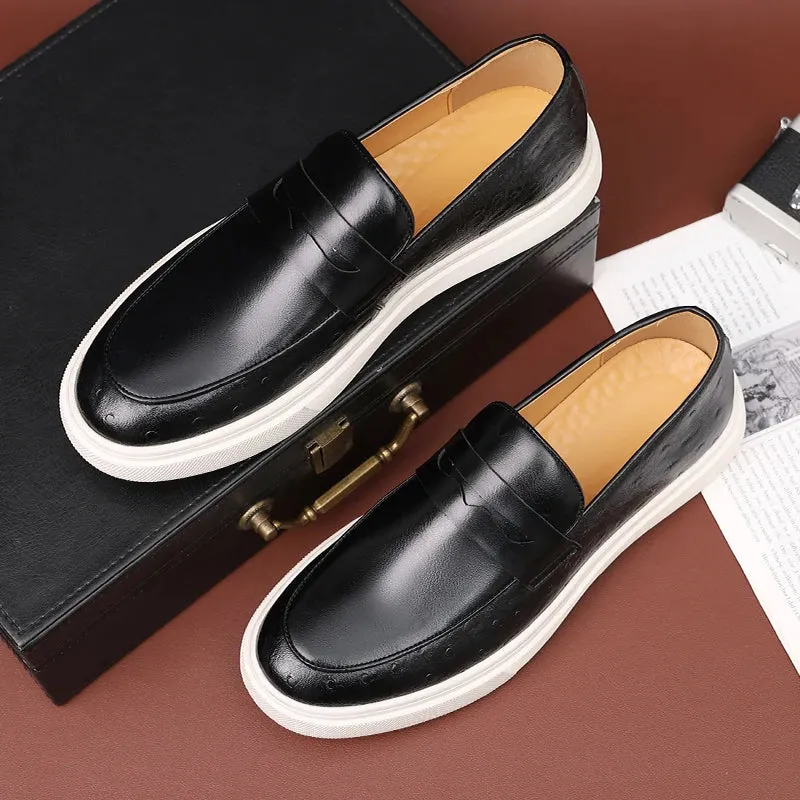 Hnzxzm Men's Casual Shoes Crocodile Grain Leather Men Fashion British Style Loafers Mens Slip-on Outdoor Flats Monk Strap Shoes
