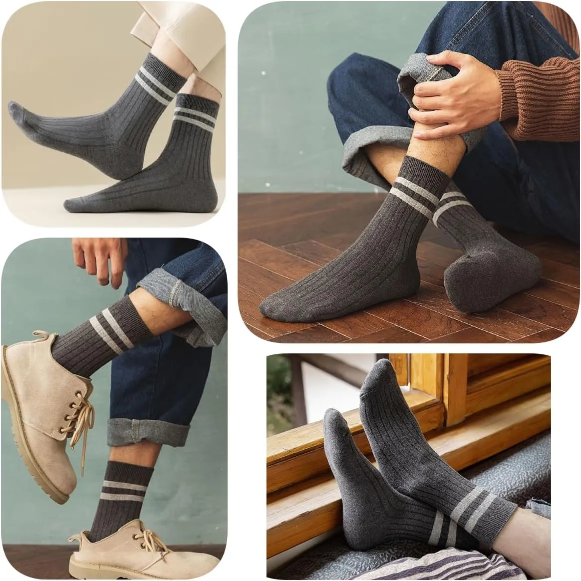 Mens Athletic Cotton Socks Five Pack Ankle Sock