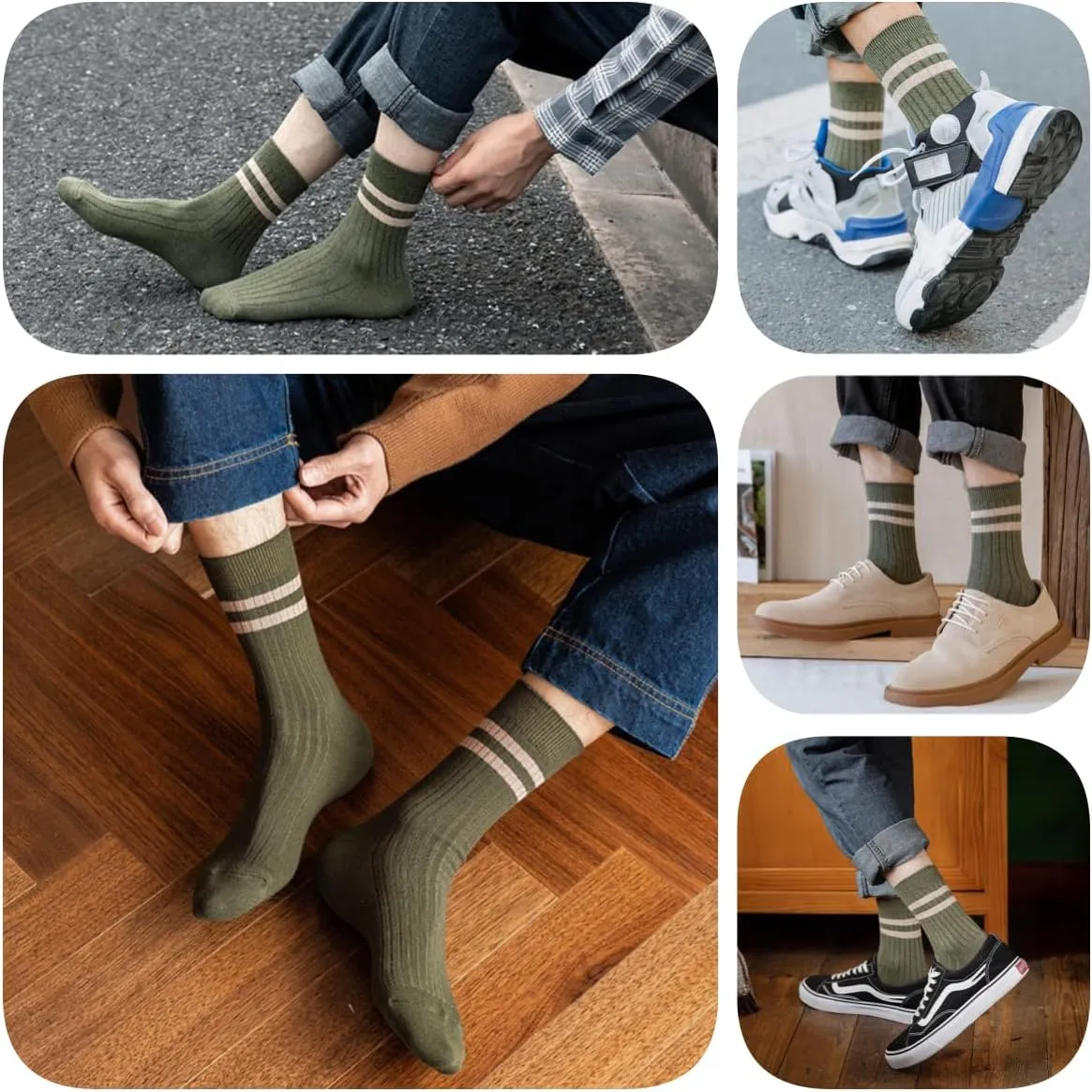 Mens Athletic Cotton Socks Five Pack Ankle Sock