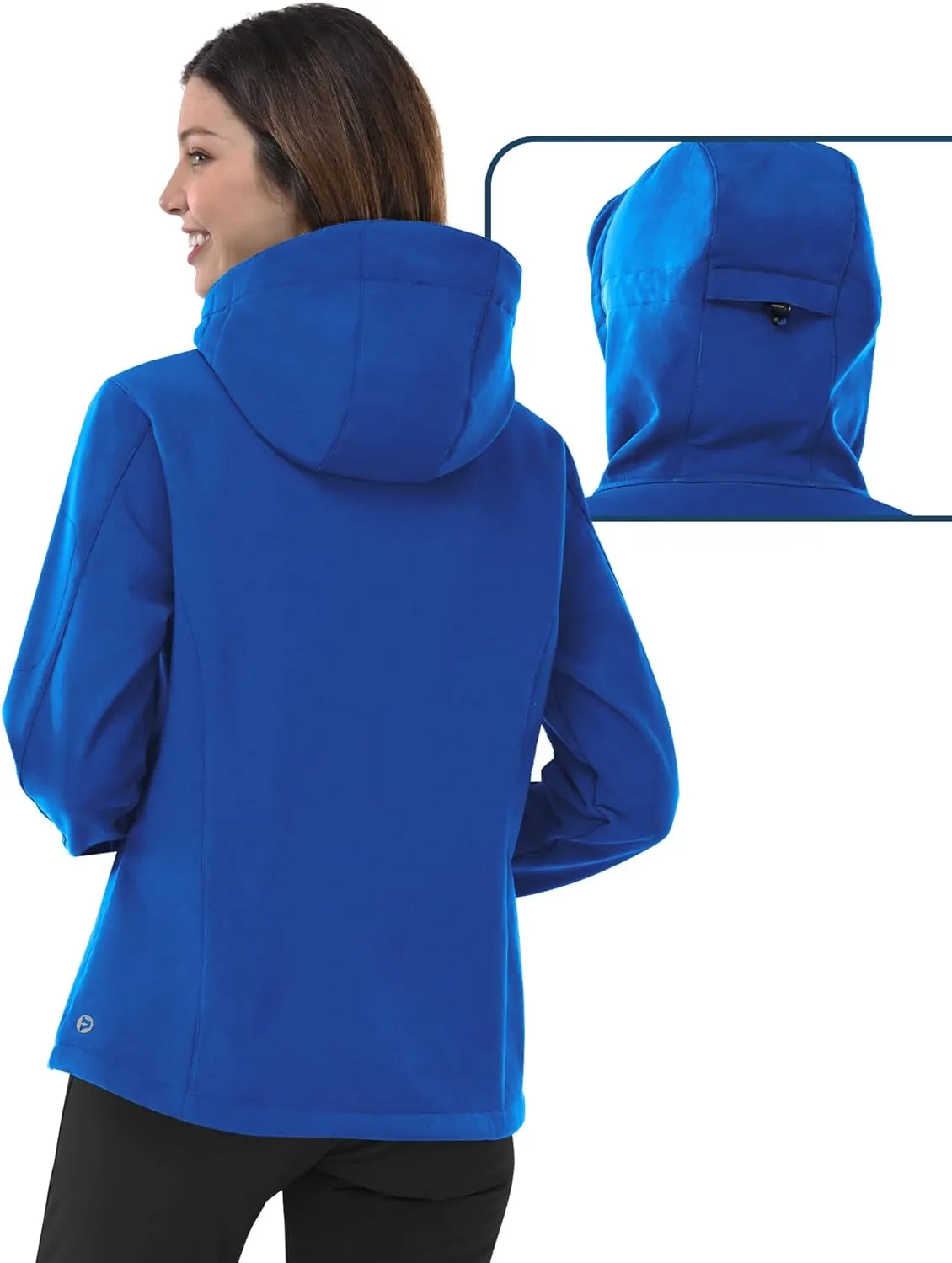 Outdoor Ventures Women's Softshell Jacket with Hood Fleece Lined Warm Lightweight Waterproof Insulated Windbreaker