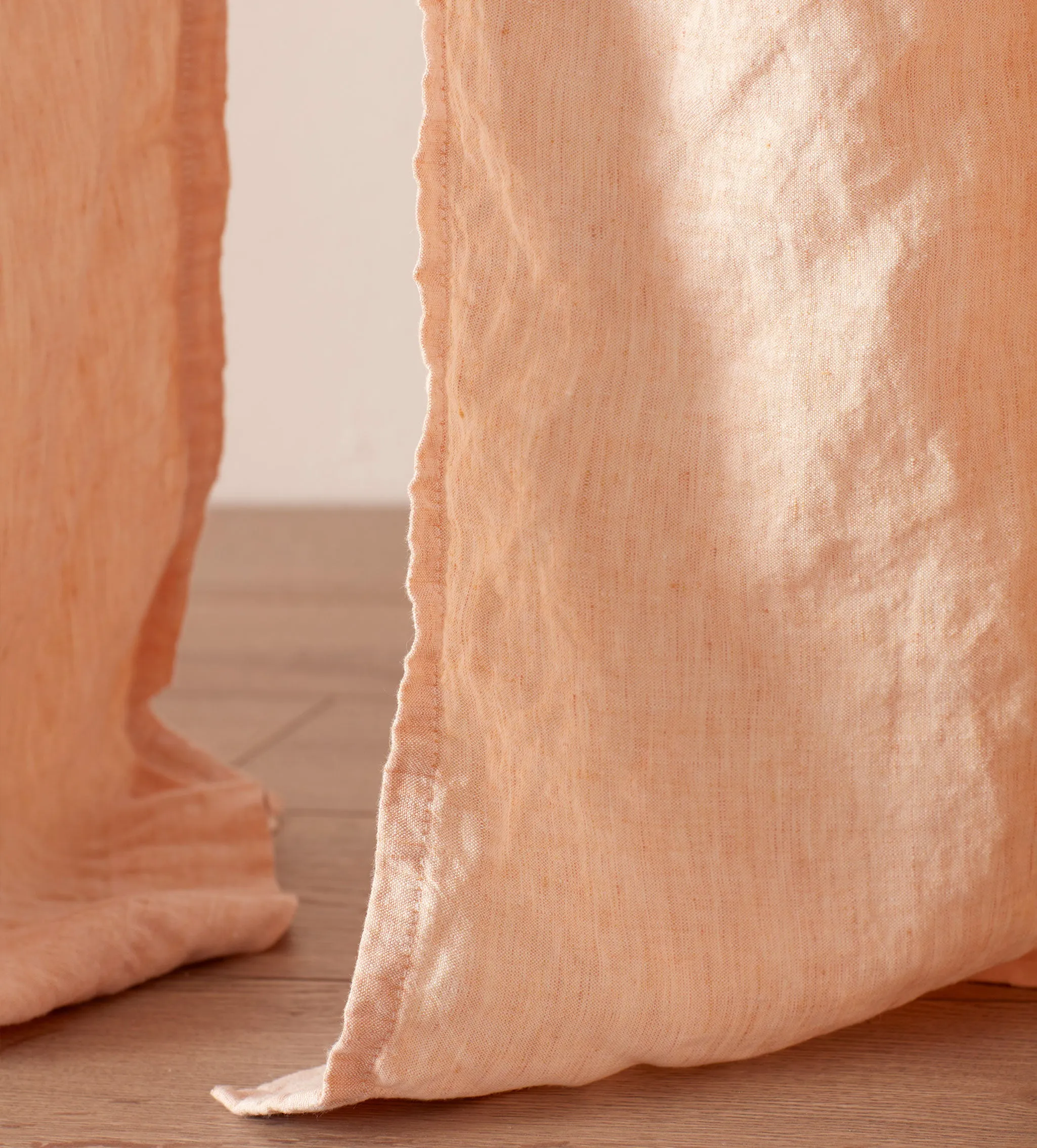 Peach 100% Linen Loop Top Curtain (Single)