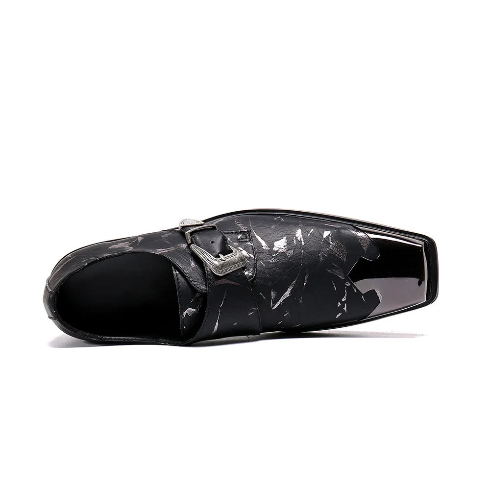 Rivet leather shoes men's foot-fitting lazy loafers European and American punk trend Doudou shoes single shoes rhinestone men's shoes cowhide