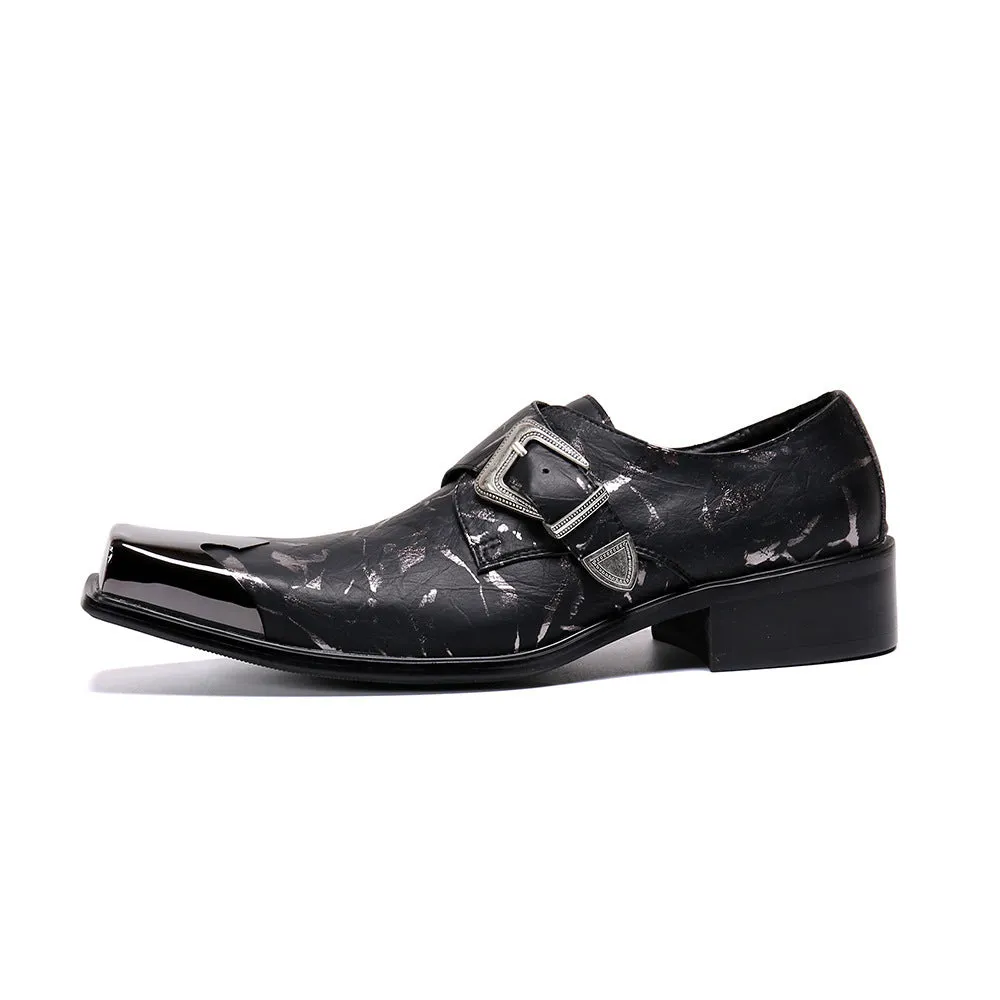 Rivet leather shoes men's foot-fitting lazy loafers European and American punk trend Doudou shoes single shoes rhinestone men's shoes cowhide