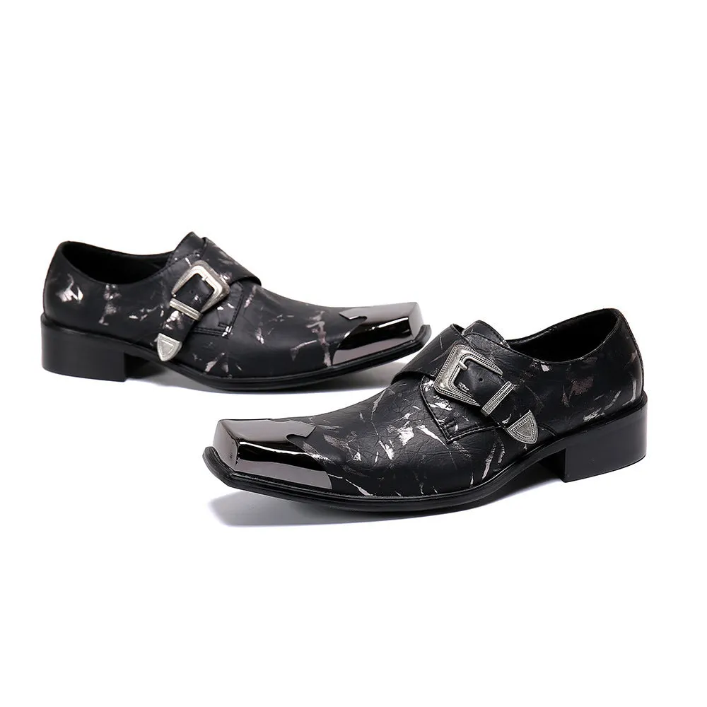 Rivet leather shoes men's foot-fitting lazy loafers European and American punk trend Doudou shoes single shoes rhinestone men's shoes cowhide