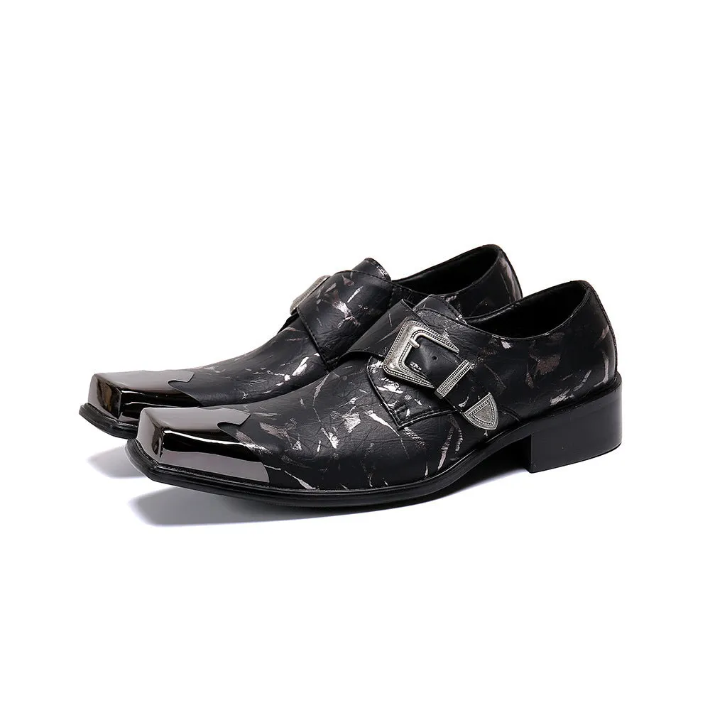 Rivet leather shoes men's foot-fitting lazy loafers European and American punk trend Doudou shoes single shoes rhinestone men's shoes cowhide