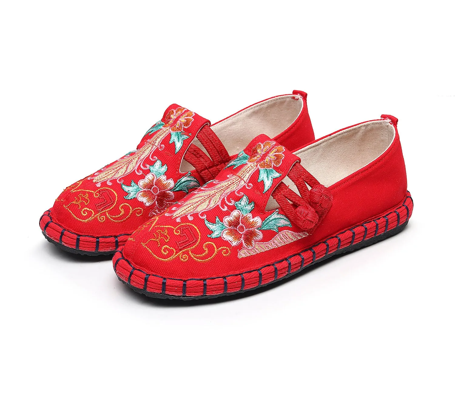 Tibetan Floral Embroidered style Flat Shoes