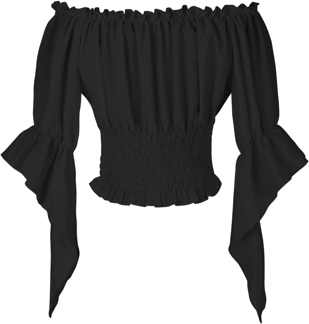Womens Renaissance Peasant Blouse Off Shoulder Trumpet Sleeve Tops
